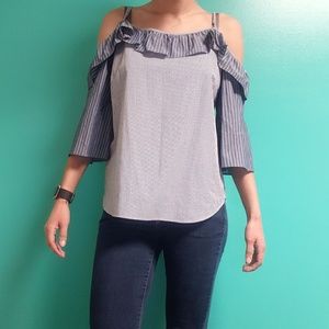 NWT Jane and Delancey Open Shoulder Striped Top